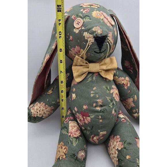 Stuffed Lop Eared Floral Rabbit ~ Cottage Core Bunny Handmade Vintage - Picture 3 of 11
